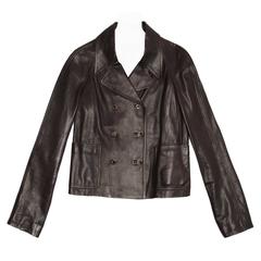 Gucci Dark Brown Leather Jacket For Sale at 1stDibs