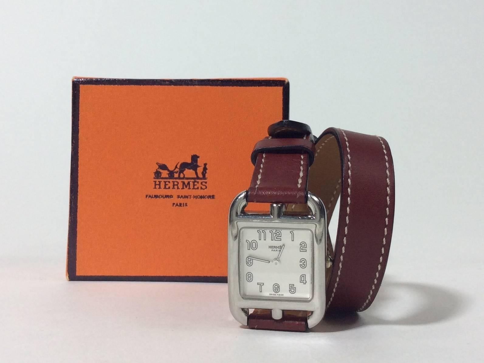 Hermes Brown Leather Small Cape Cod Double Tour Watch 1