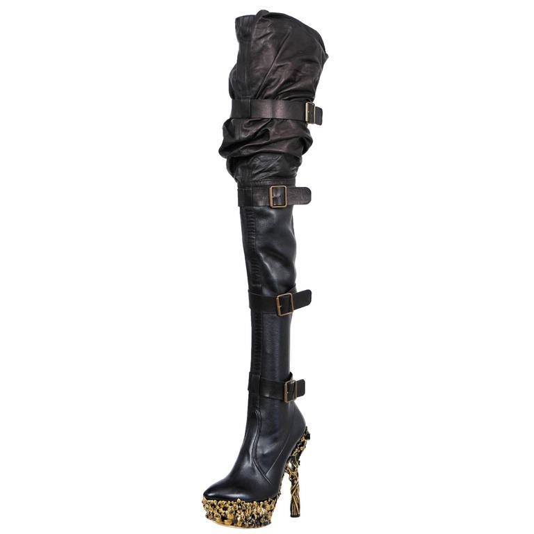 alexander mcqueen knee high boots