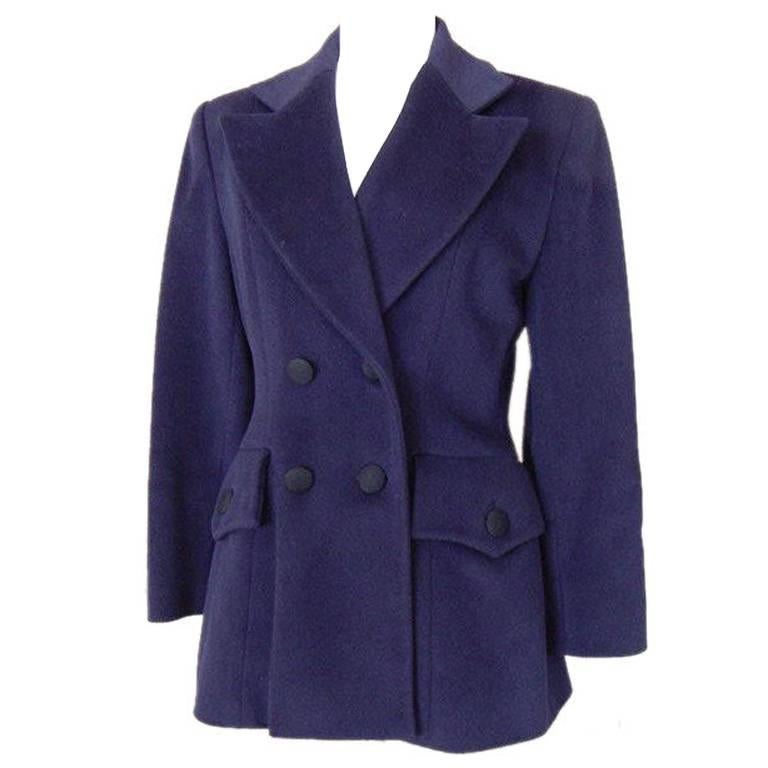 Ines de la Fressange Vintage Marineblaue Jacke aus warmem Kaschmir  40 / 6 