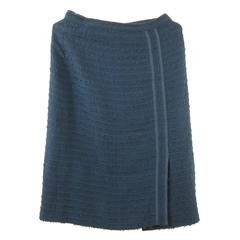 Chanel Vintage Blue Marine Wool Skirt. Size 38