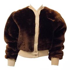 50s Mouton Lambskin Chubby Jacket with Ribbed Trim  