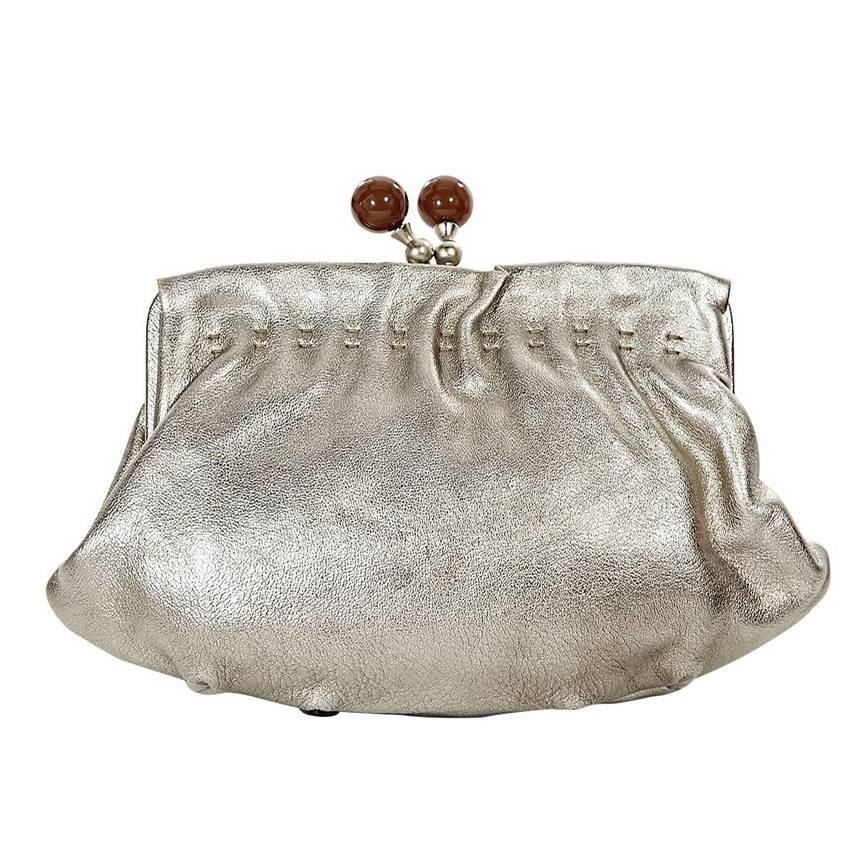 Silver Marni Leather Clutch