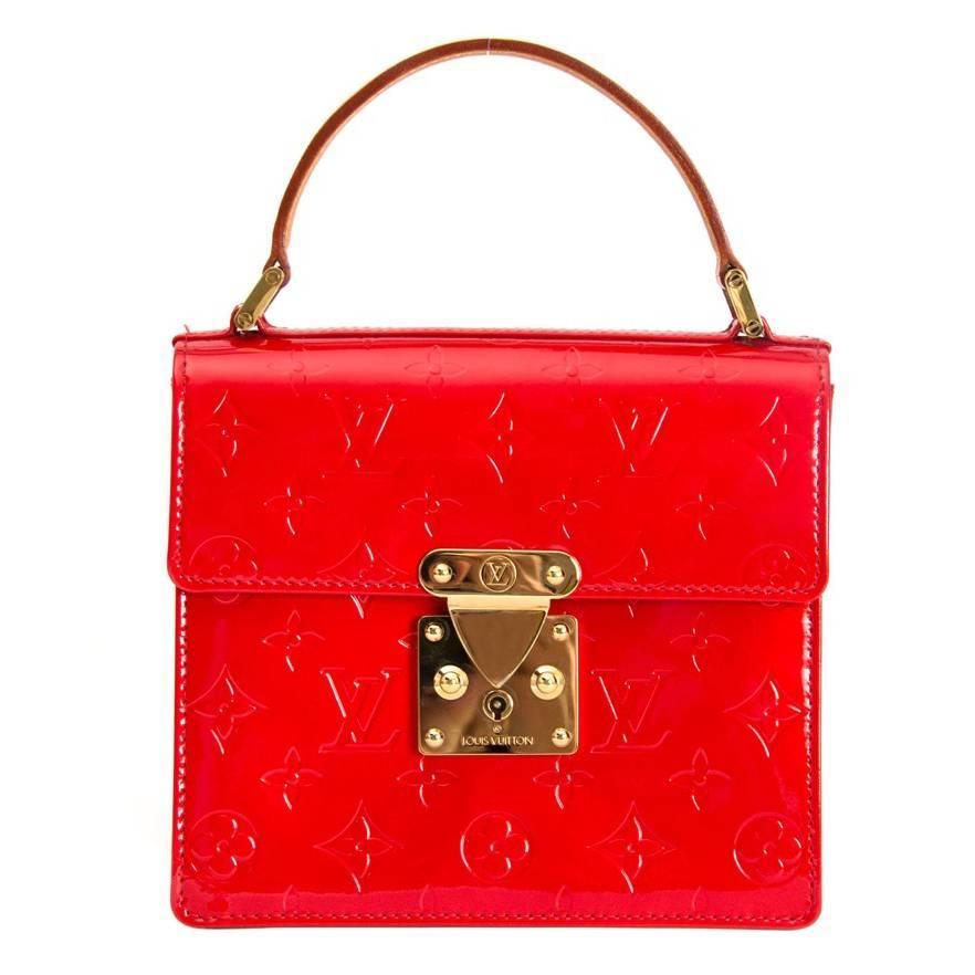 Rare Louis Vuitton Red Monogram Vernis Spring Street Tote Bag For Sale at 1stdibs