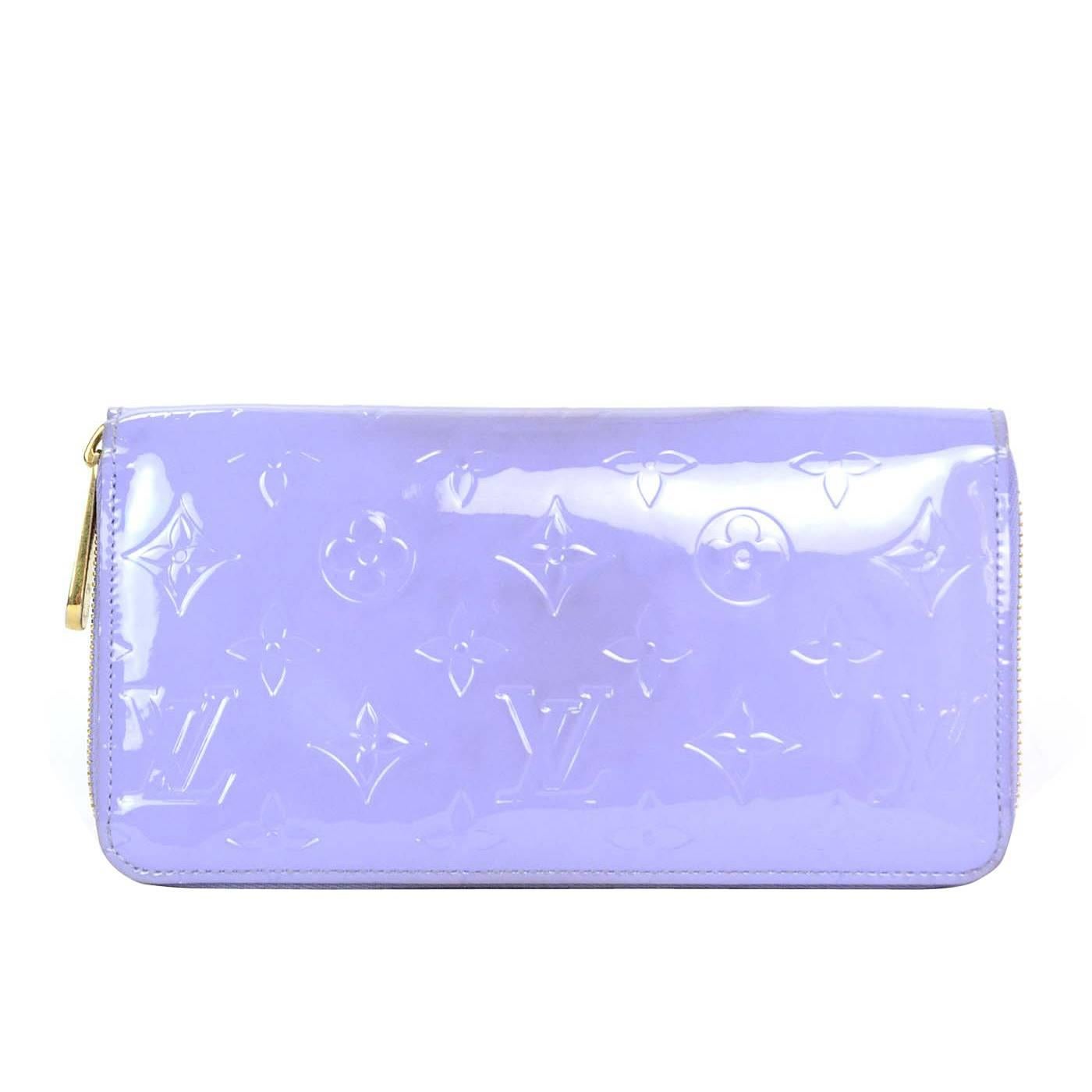 Louis Vuitton Lilac Vernis Monogram Zippy Wallet rt. $970