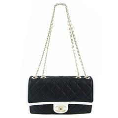Chanel Quilted Graphic Black and White Medium Flap 