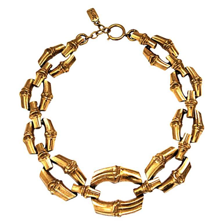 1970's YVES SAINT LAURENT oversized bamboo link necklace
