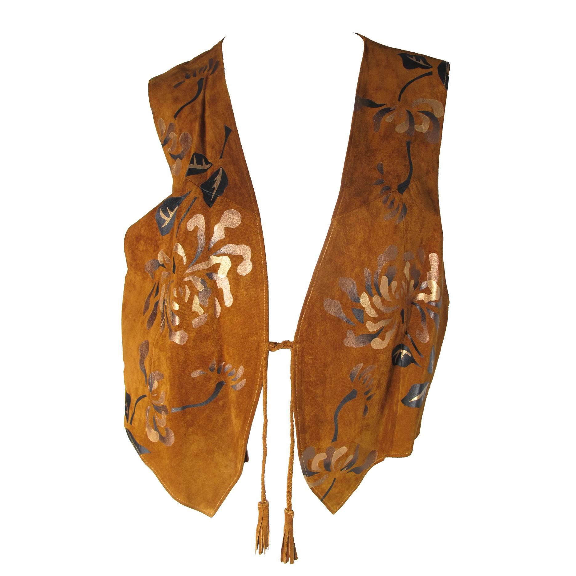 1980s Char Painted Leaf Vest 