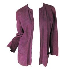 1980s Jean Muir Purple Suede Jacket with Floral Design 10