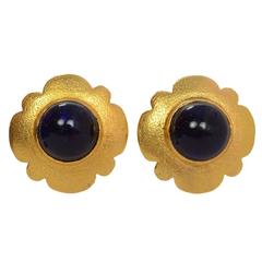 Chanel Vintage 
88 Goldtone and Navy Clip On Earrings
