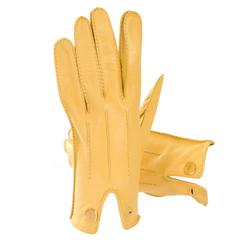 90's Hermes Yellow Leather Gloves.