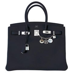 Hermes Birkin 35cm schwarze Togo Palladium Hardware Tasche