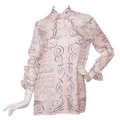 1980s Hermès Silk 'l'Art d'Ecrire' Blouse 5