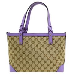 Gucci Monogram Coated Canvas Tote with Lavender Leather Trim Coin Purse