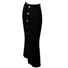 70s Saint Laurent Maxi Skirt with Rhinestone Buttons