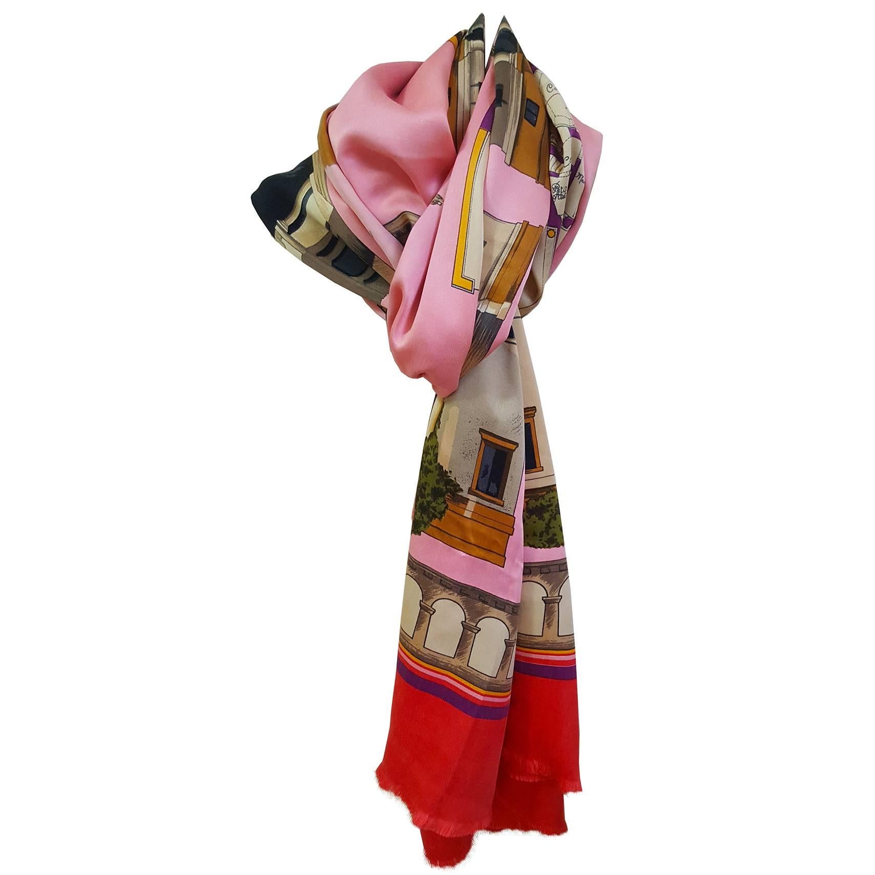 Bright and Beautiful Karl Lagerfeld Silk Shawl For Sale