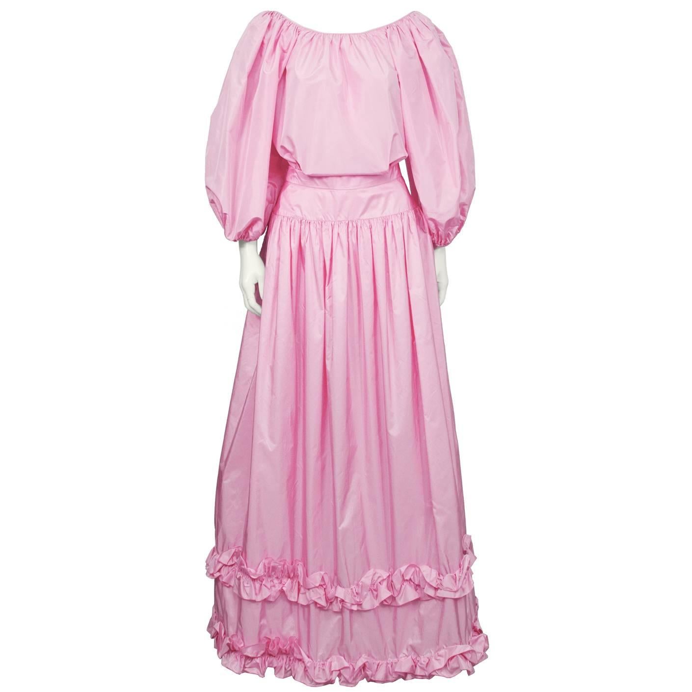 1980er Oscar De La Renta Rosa Taft Abend Ensemble