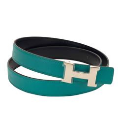 Hermes Woman Belt Reversible Box/Swift Bleu Indigo Bouckle Constance Palladium