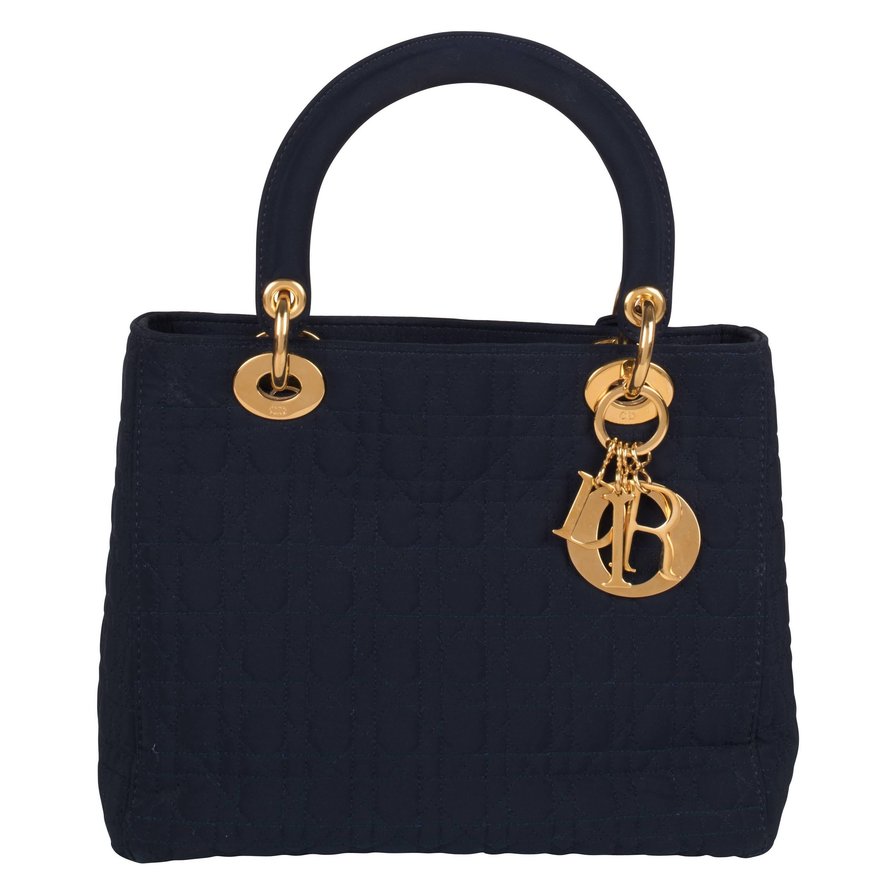 Christian Dior Navy Lady Dior Handbag