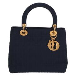 Retro Christian Dior Navy Lady Dior Handbag