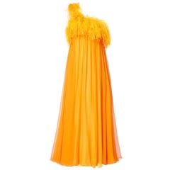 Nina Ricci orange feather dress, circa 1968