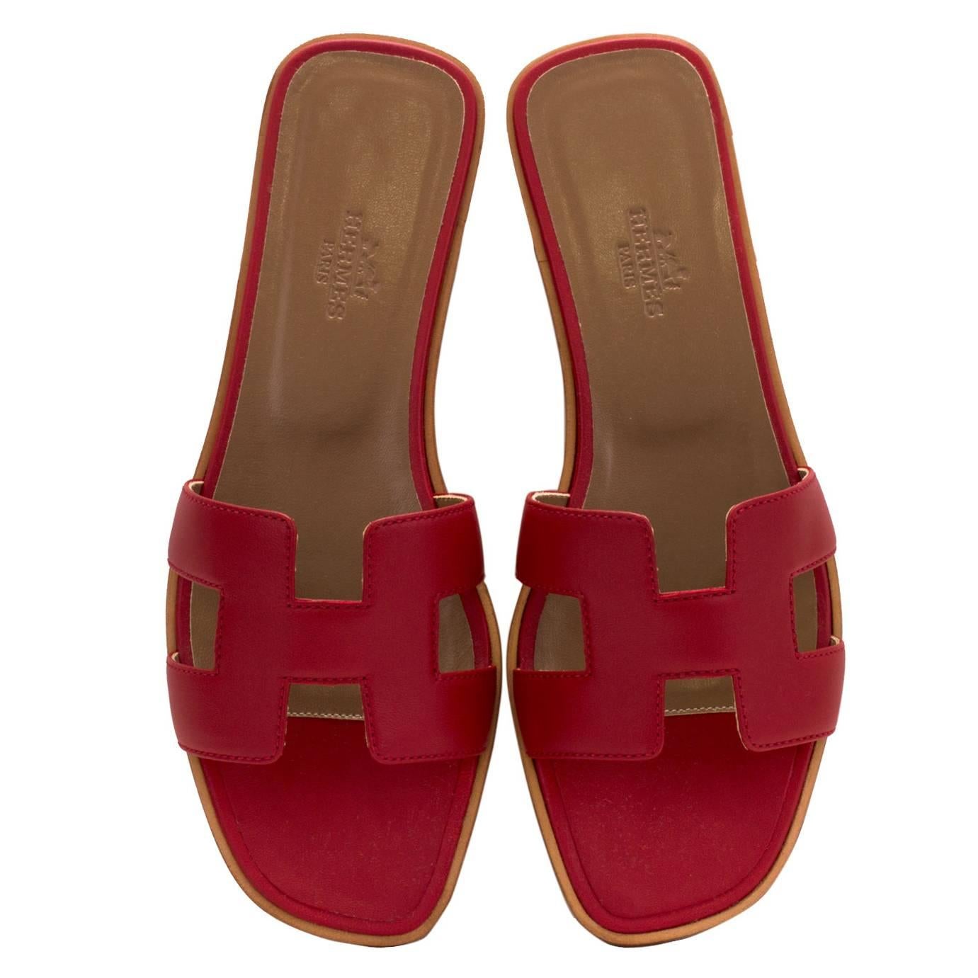 Hermes Woman Sandale Oran 37.5 Nappa Rubis 2016.