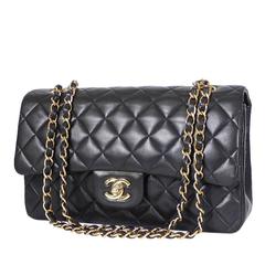 Chanel Black Lamb 2.55 Double Flap Medium Classic Shoulder Bag
