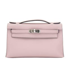 Brand New Hermes Kelly Pochette Bag Mini Swift Glycine