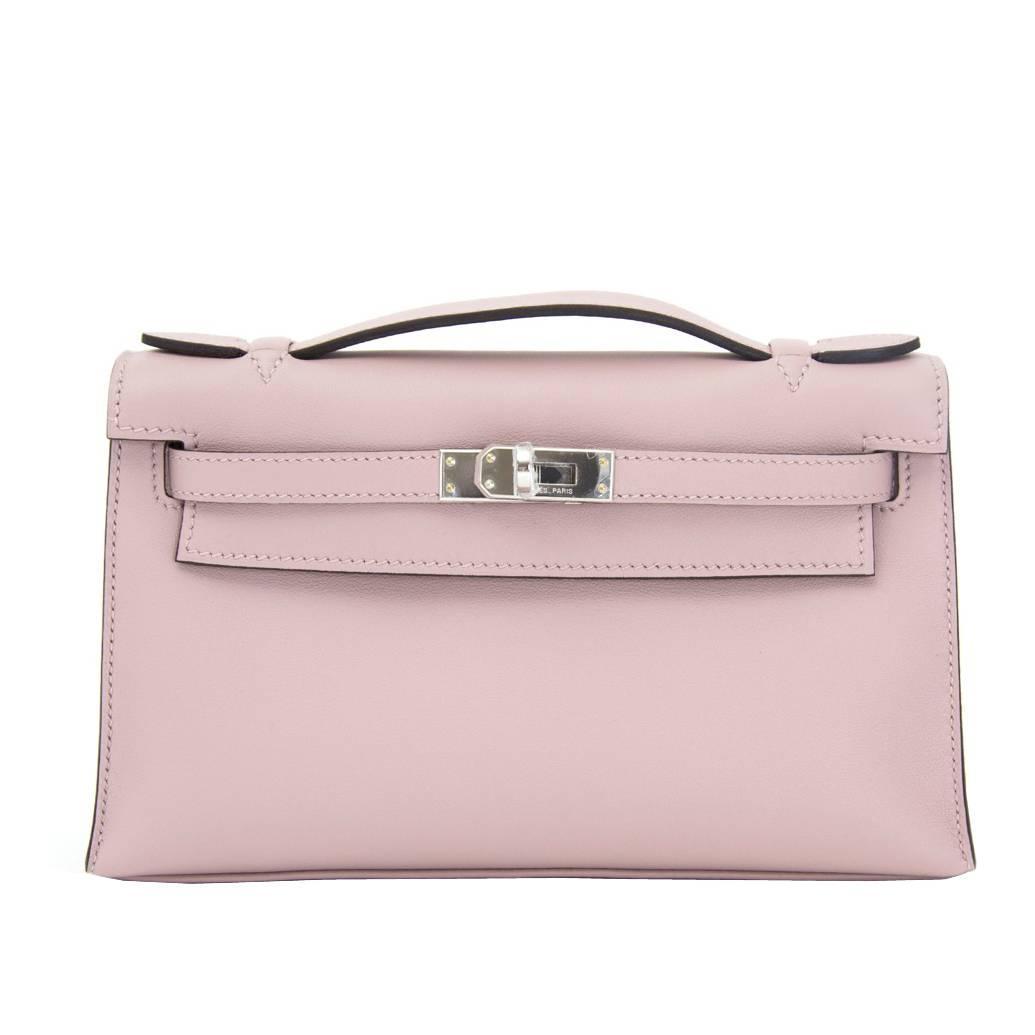 Brand New Hermes Kelly Pochette Bag Mini Swift Glycine For Sale at 1stdibs