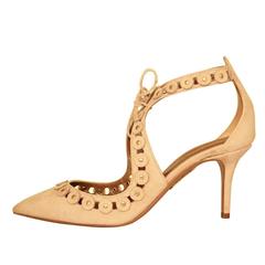 Aquazzura Rose Antique Buckskin Theo Studs Pumps