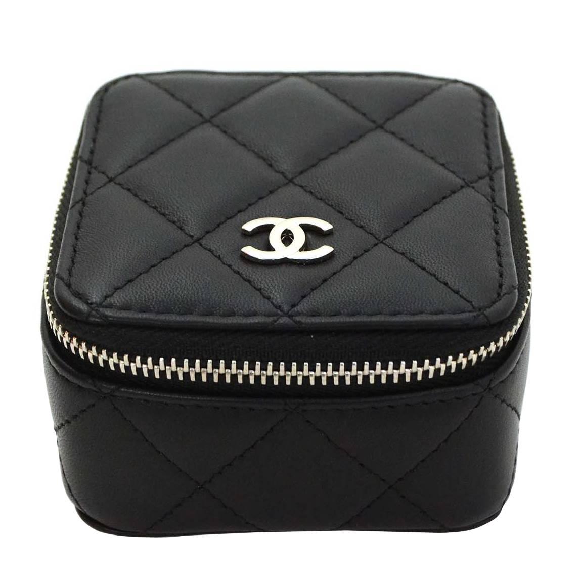 Chanel 2016 Black Quilted Leather Jewelry Box with SHW
