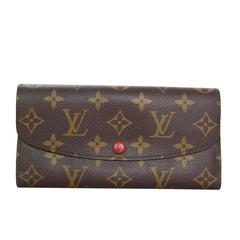 Louis Vuitton Brown Monogram Coated Canvas Emilie Wallet w/ Red Lining