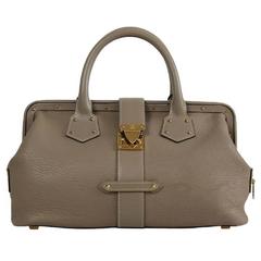 LOUIS VUITTON Leather Snap Closure Taupe Tote Bag
