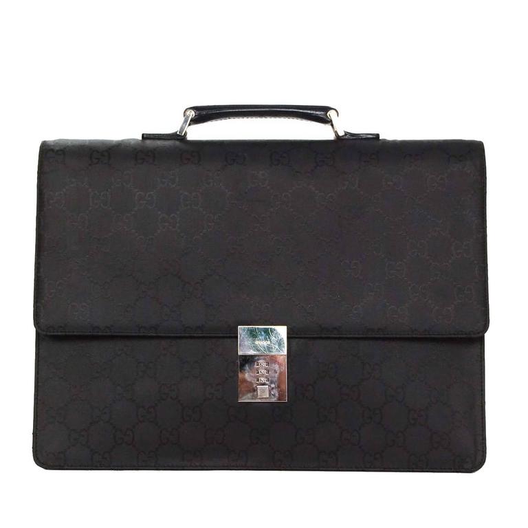 Gucci Black Monogram Canvas Attache Briefcase at 1stdibs