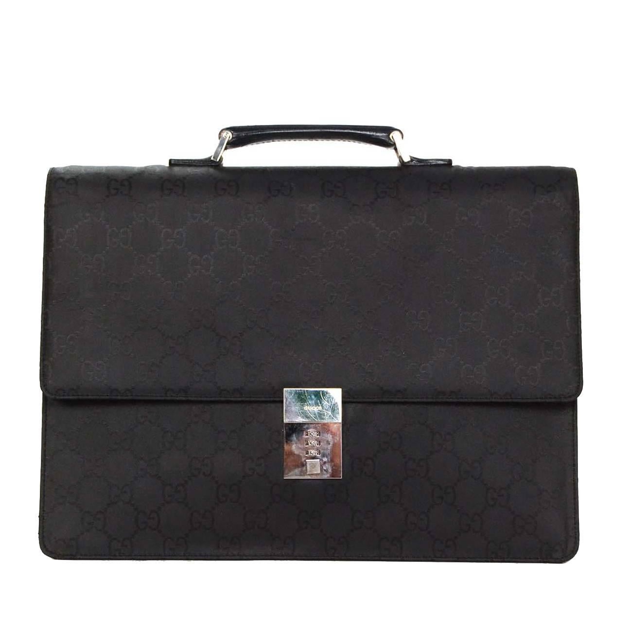 Gucci Black Monogram Canvas Attache Briefcase