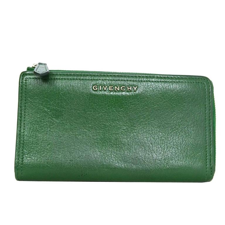 Givenchy Green Leather Pandora Zip-around Wallet For Sale at 1stdibs
