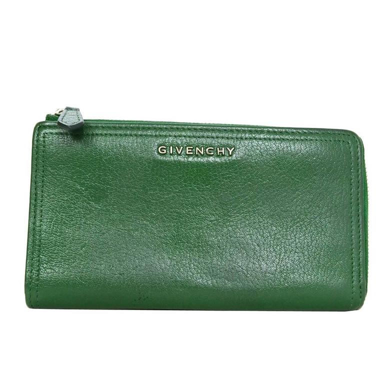 Givenchy Green Leather Pandora Ziparound Wallet For Sale at 1stdibs