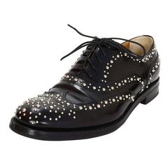 Church's Black "The Burwood Met" Leather Studded Oxford's Sz 37