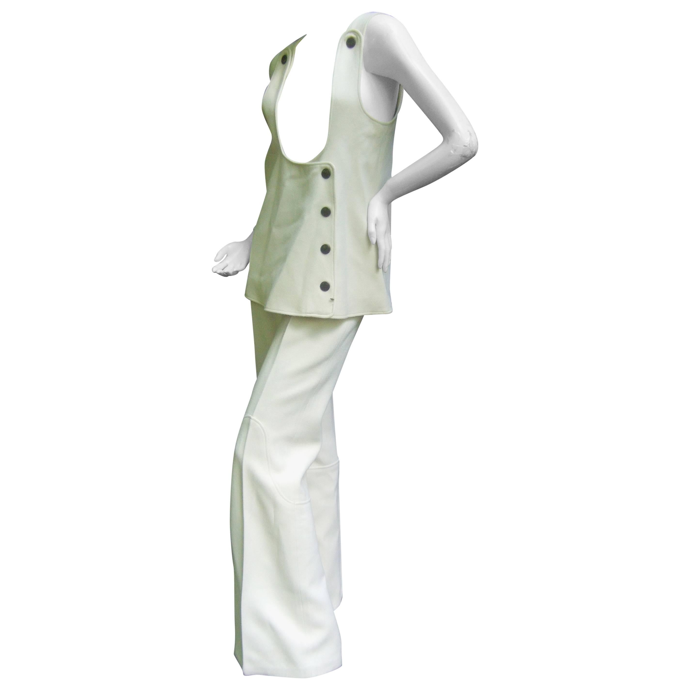 Incredible Space Age Courreges Couture Trouser Suit. 1960's.