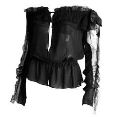 That Rare & Iconic Tom Ford YSL Rive Gauche FW 2001 Gypsy Silk Runway Blouse! 11