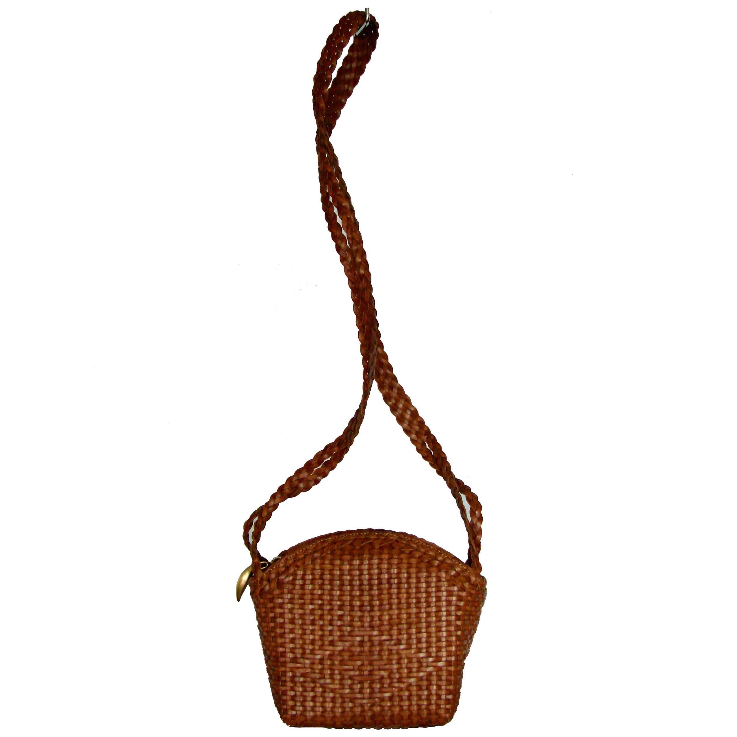 De Vecchi by Hamilton Hodge Woven Leather Handbag Shoulder Bag Purse Italy