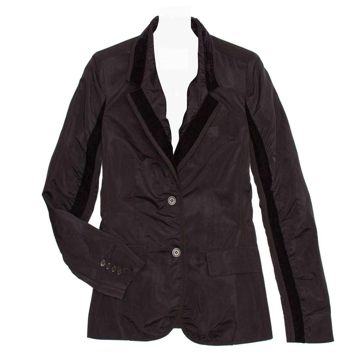 Yves Saint Laurent Black Silk Fitted Tuxedo Style Jacket For Sale