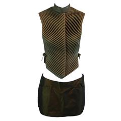 Vintage F/W 1999 & S/S 1997 Alexander McQueen Chinese Armor Vest Bumster Mini Skirt Set