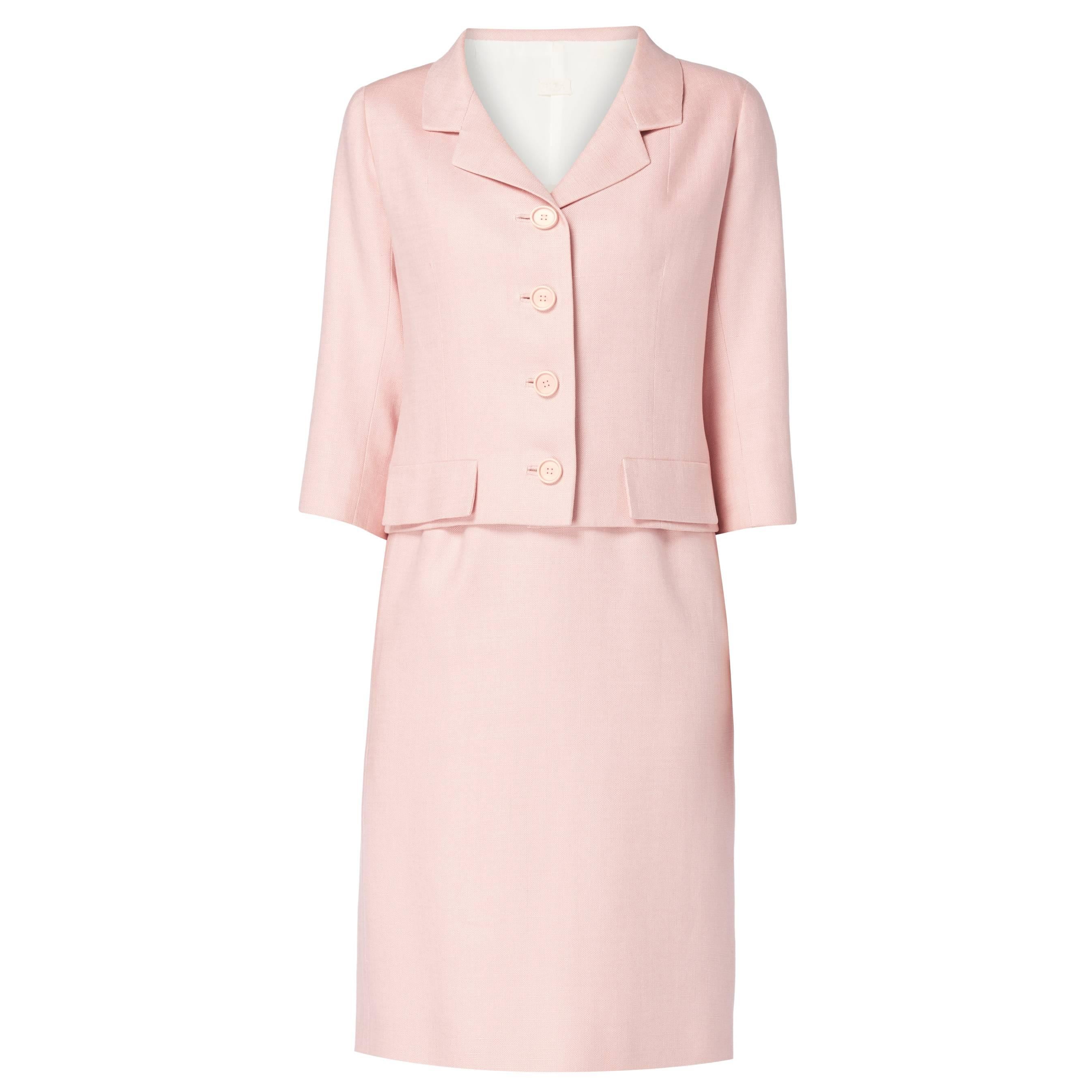 Balenciaga haute couture pink skirt suit, circa 1965