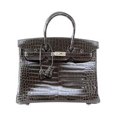 HERMES BIRKIN 35 Bag Graphite POROSUS Crocodile Palladium SO Chic 8