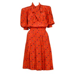 Vintage Yves Saint Laurent Red Polka Dot Day Dress