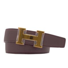 Hermes Belt H Reversible Box/Togo Leather Noir/Chocolat Color Boucle H Gold 2016