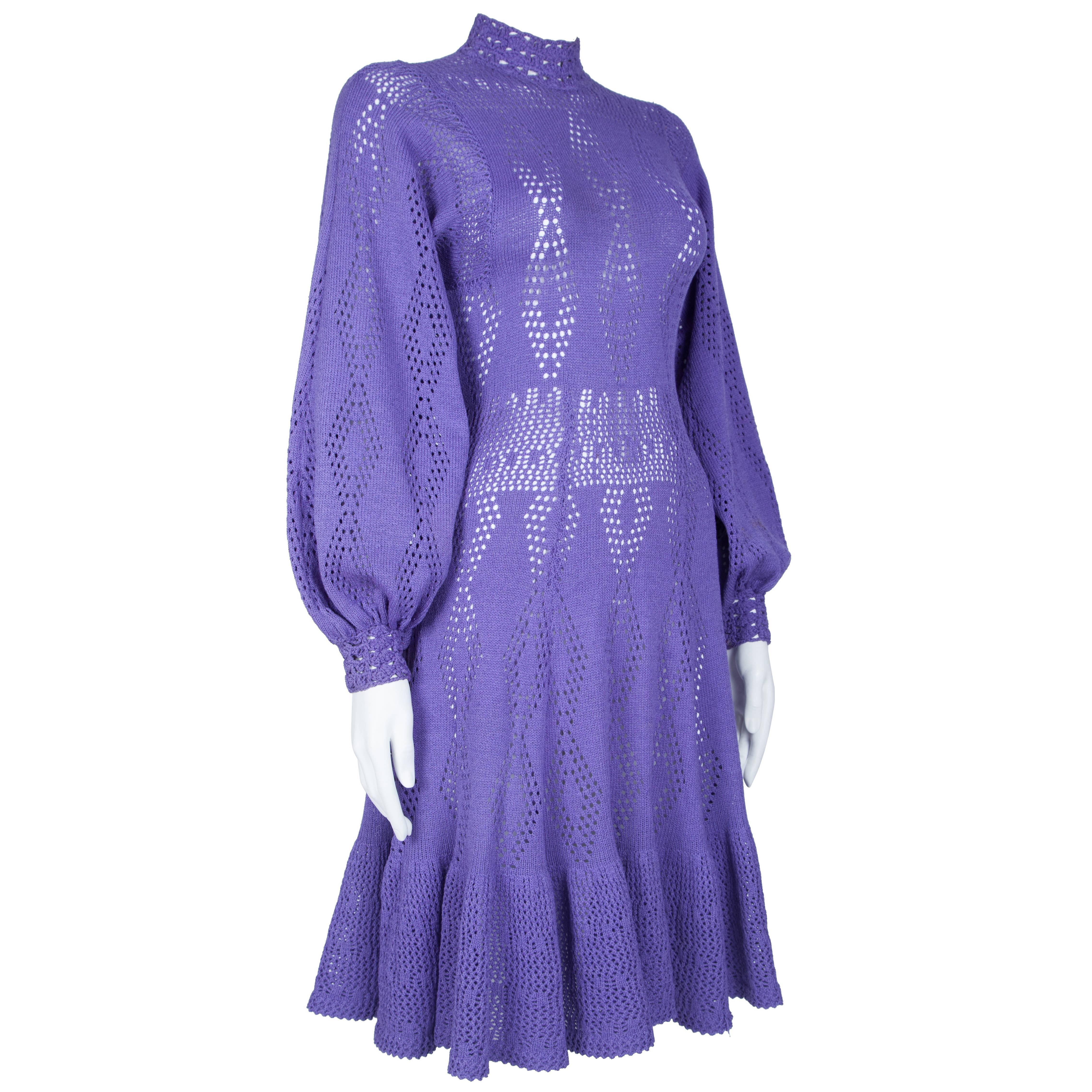 1970's St John Lilac Crochet Dress 