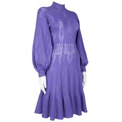 Retro 1970's St John Lilac Crochet Dress 