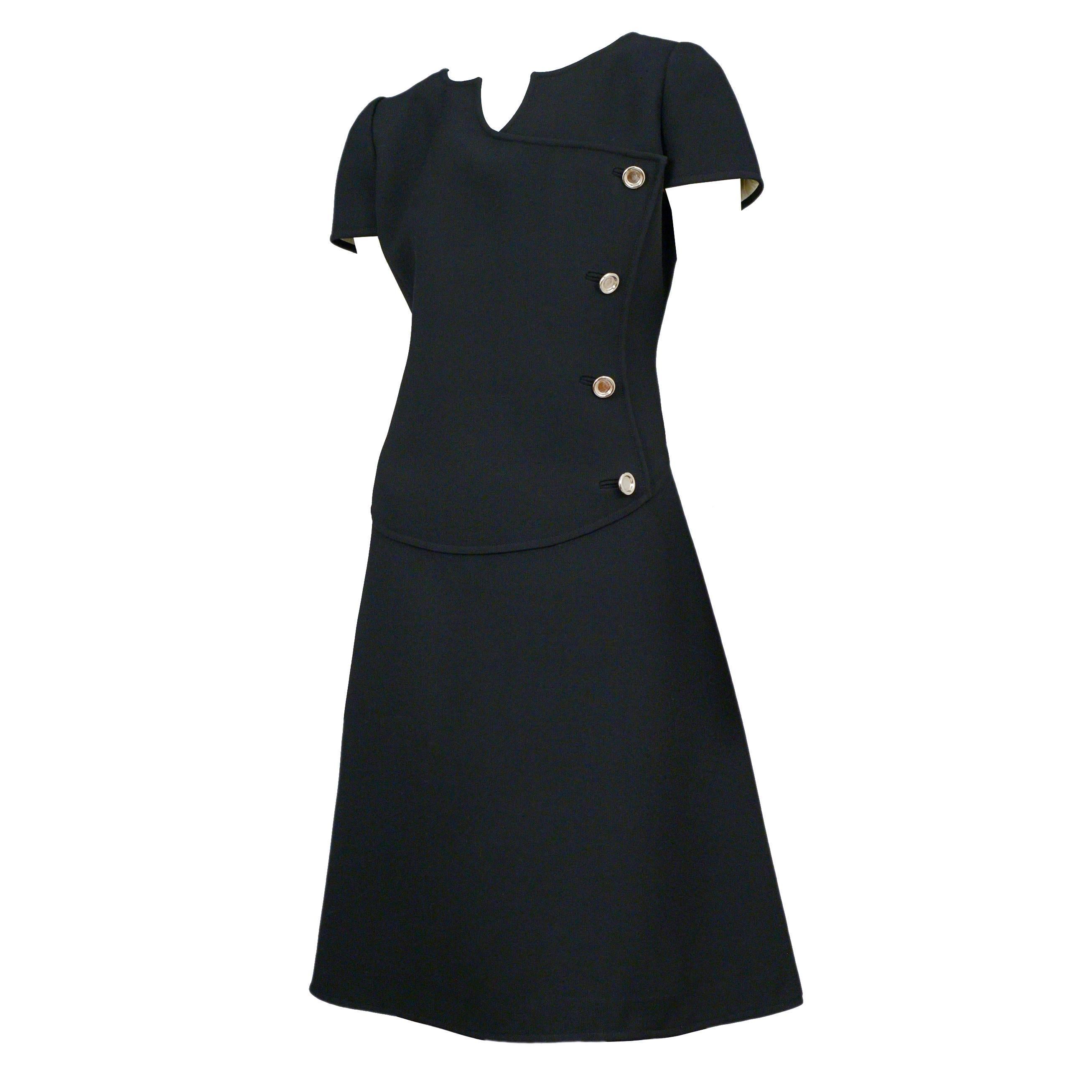 Courreges Black Wool Day Dress